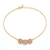 Triple Halo Crystal Gold Anklet