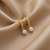 Pearl Drop Hoops | 92.5 Sterling Silver Gold-Plated Pearl Earring