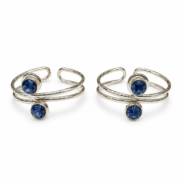 Blue Stone Wrap Sterling Silver Toe Ring