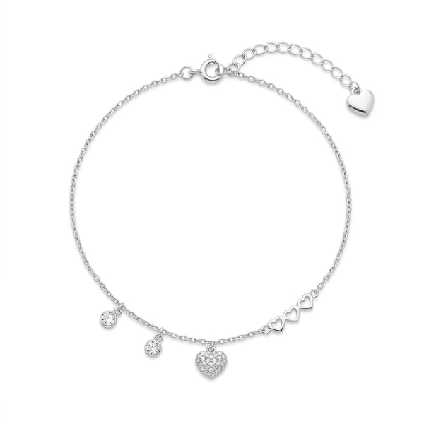 Sparkling Heart Charm Anklet