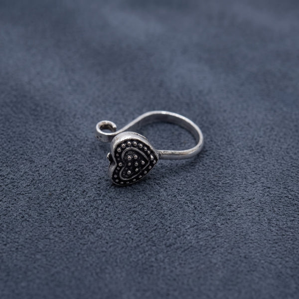 Heart Filigree Oxidized Sterling Silver Nose Pin