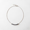 Classic Black Bead Station Silver Anklet