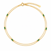 Dual-Strand Emerald Baguette Gold Anklet