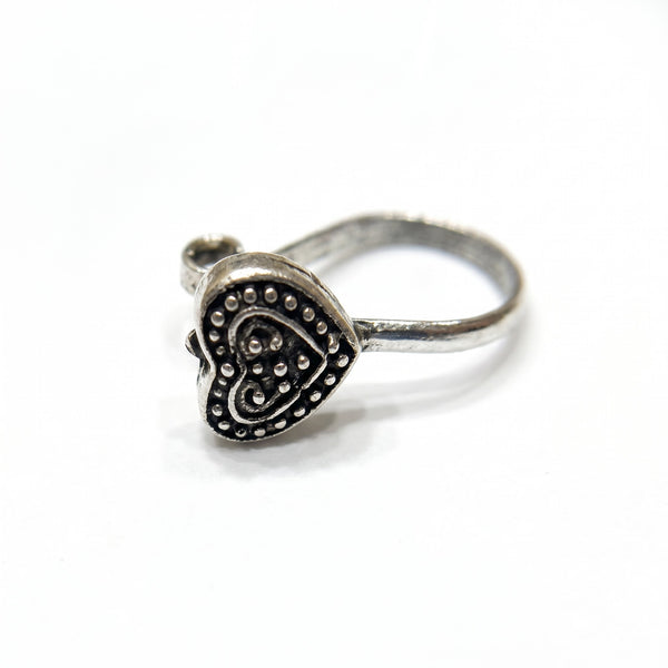 Heart Filigree Oxidized Sterling Silver Nose Pin