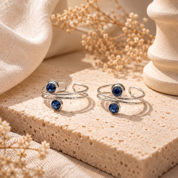 Blue Stone Wrap Sterling Silver Toe Ring