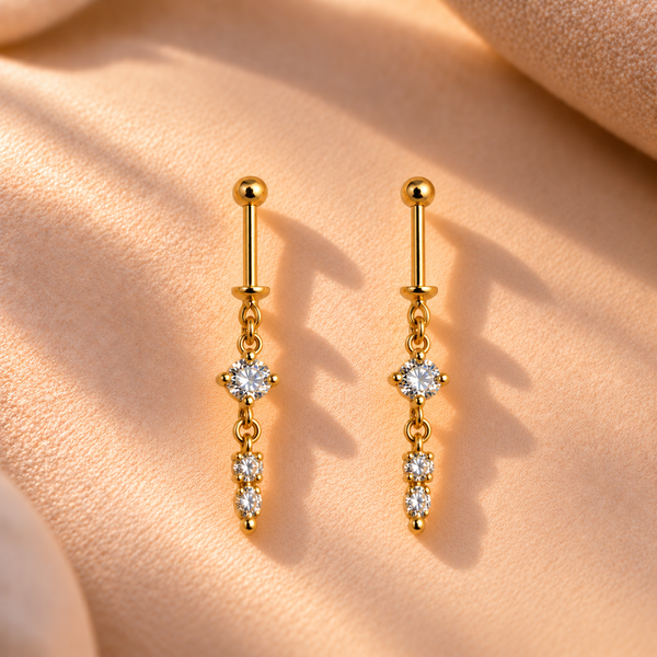 Cascading Diamond-Look Gold Bugadi Earring