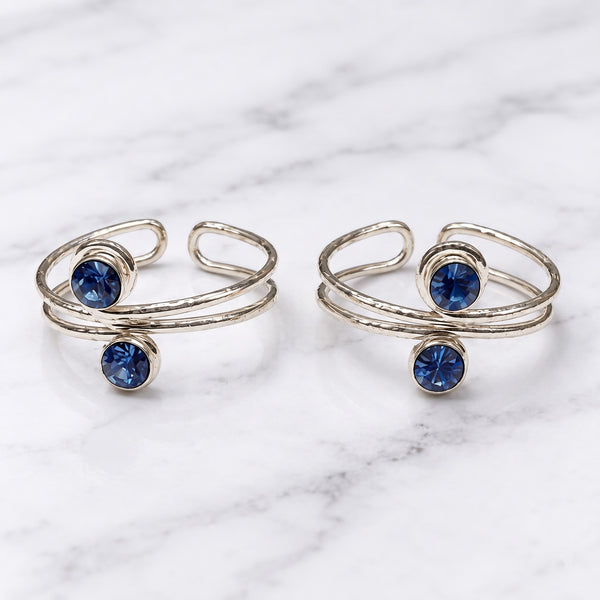 Blue Stone Wrap Sterling Silver Toe Ring