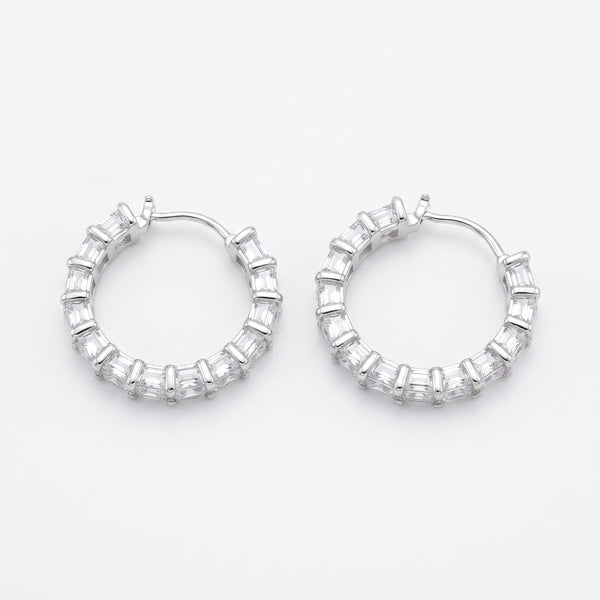 Aria Emerald-Cut Eternity Huggie Earrings