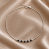Classic Black Bead Station Silver Anklet