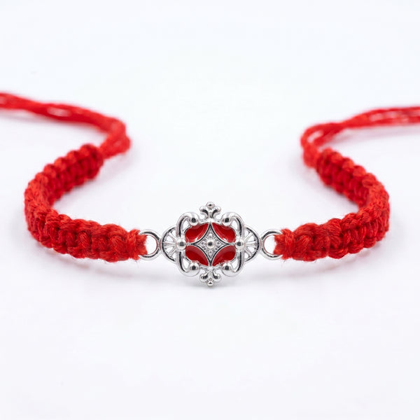 Silver Filigree Macrame Rakhi
