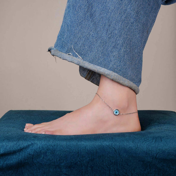 Blue Duo Drop Chain Anklet