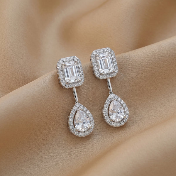 Crystal Teardrop 2 IN 1 Adjustable Diamond Earrings