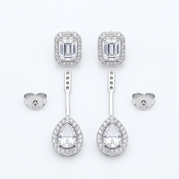 Crystal Teardrop 2 IN 1 Adjustable Diamond Earrings