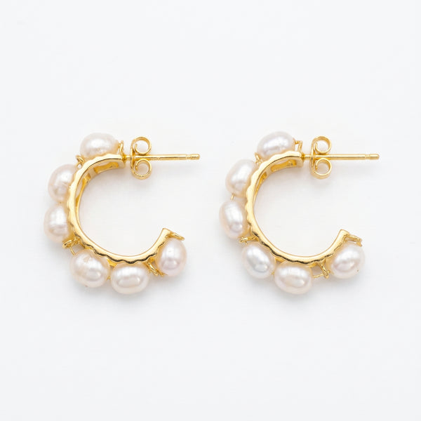 Pearl Muse Hoop 92.5 Silver Earrings with 1.5 micron gold plating