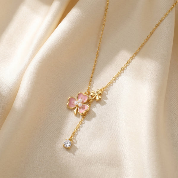 Azure Clover Layered Charm Neckchain