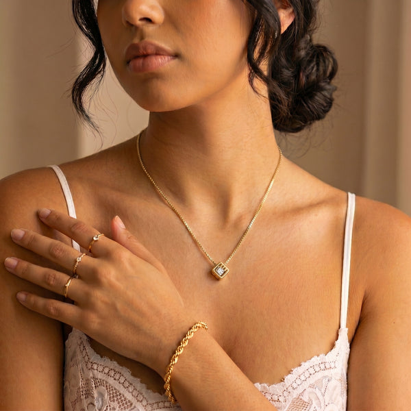 Celeste Cube Pendant Necklace