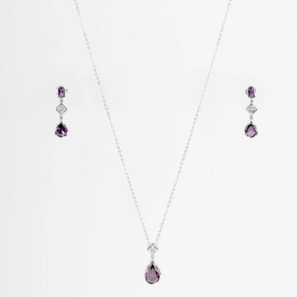Royal Amethyst Drop Pendant Set