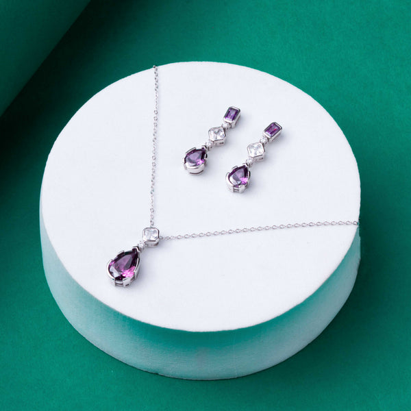 Royal Amethyst Drop Pendant Set