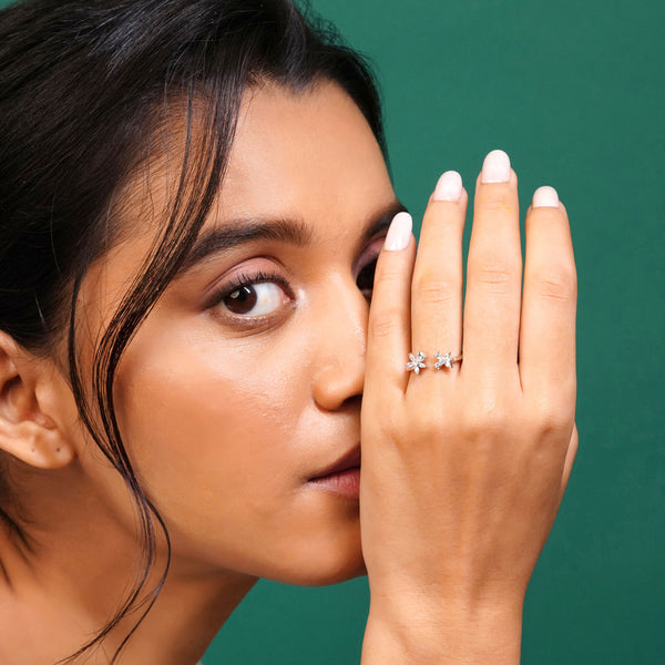 Twin Bloom Adjustable Ring