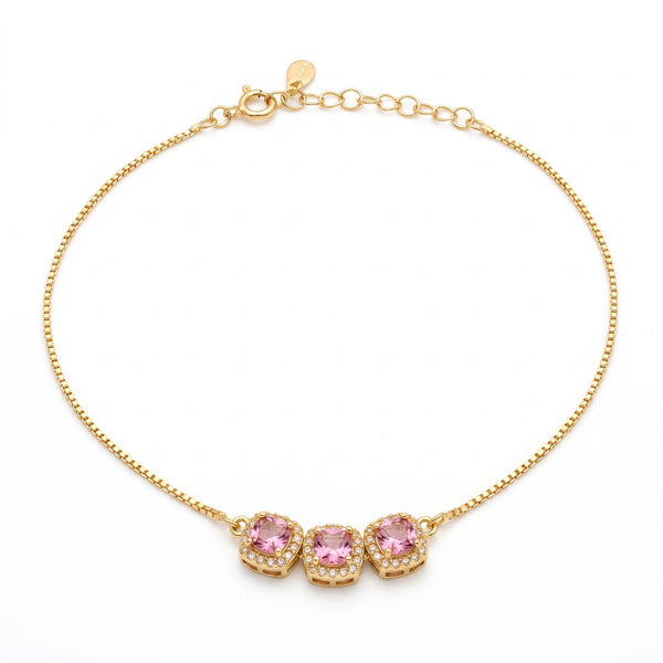 Triple Halo Crystal Gold Anklet