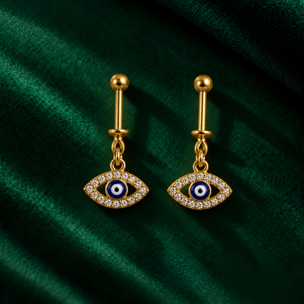 Protective Evil Eye Gold Bugadi Earring