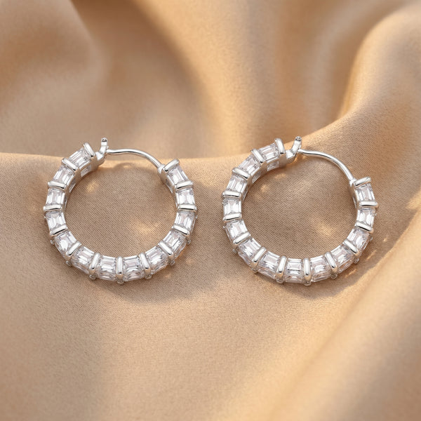 Aria Emerald-Cut Eternity Huggie Earrings