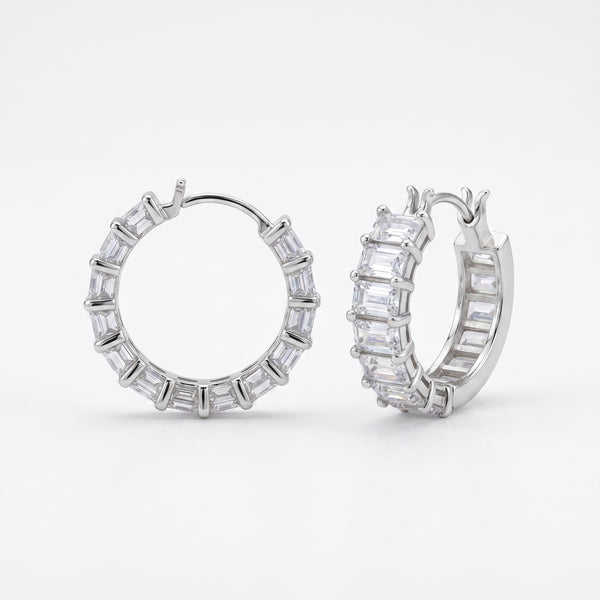 Aria Emerald-Cut Eternity Huggie Earrings