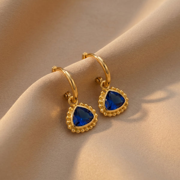 Sapphire Charm Hoops