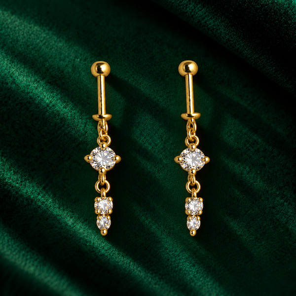 Cascading Diamond-Look Gold Bugadi Earring
