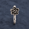Rose Floral Oxidized Sterling Silver Nose Pin