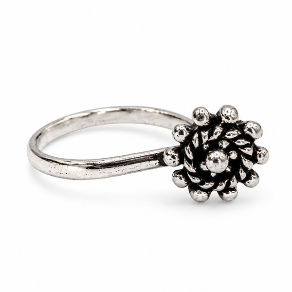 Braided Floral Oxidized Sterling Silver Nose Pin