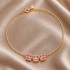 Triple Halo Crystal Gold Anklet