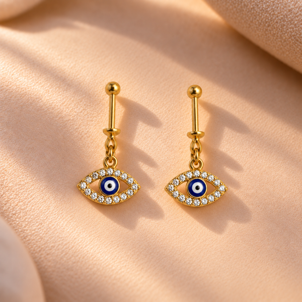 Protective Evil Eye Gold Bugadi Earring