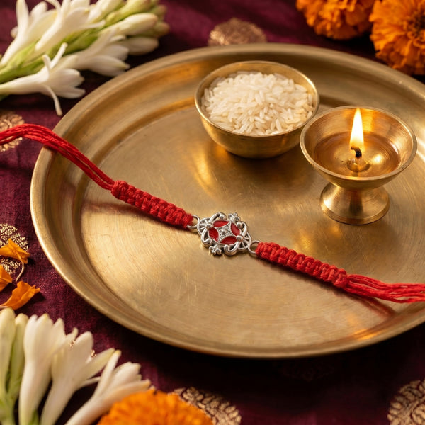 Silver Filigree Macrame Rakhi