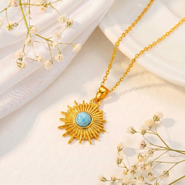 Larimar 92.5 Silver Neckchain with Semi Precious stone