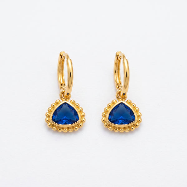 Sapphire Charm Hoops