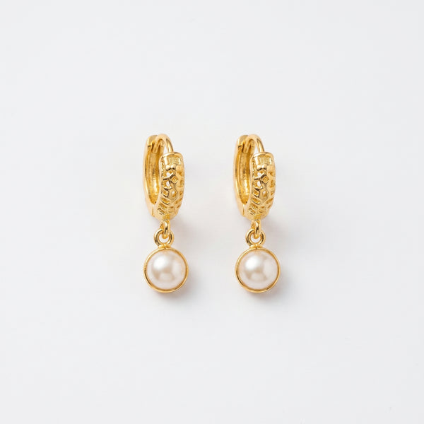 Pearl Drop Hoops | 92.5 Sterling Silver Gold-Plated Pearl Earring