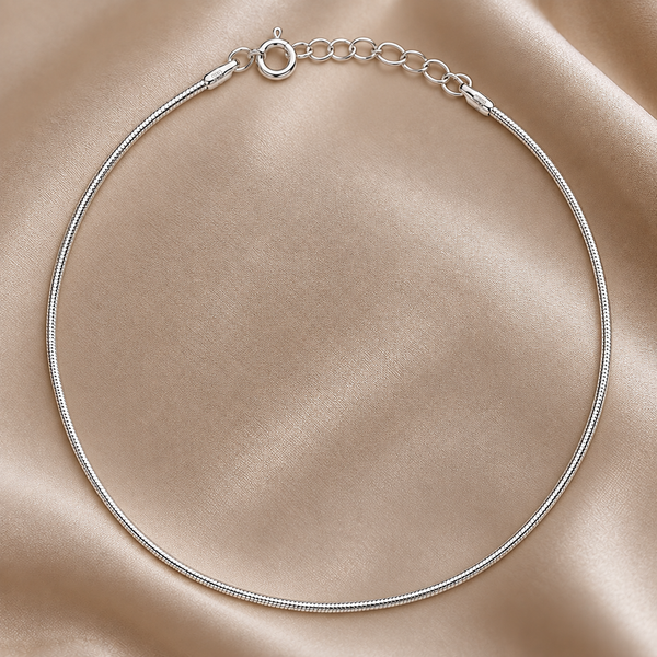Sleek Liquid Snake Chain Silver Anklet