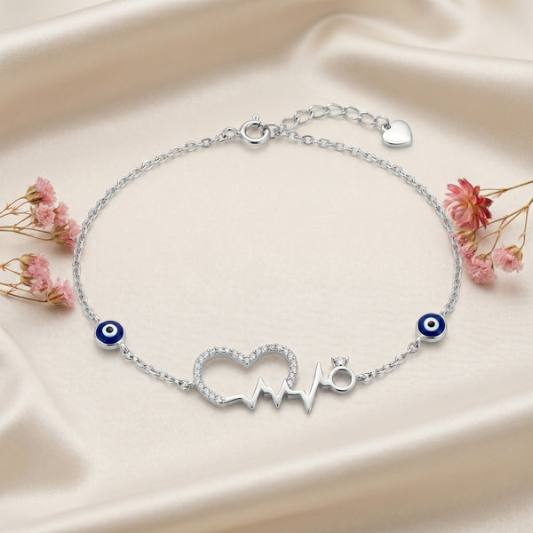 Heartbeat Love Evil Eye Bracelet