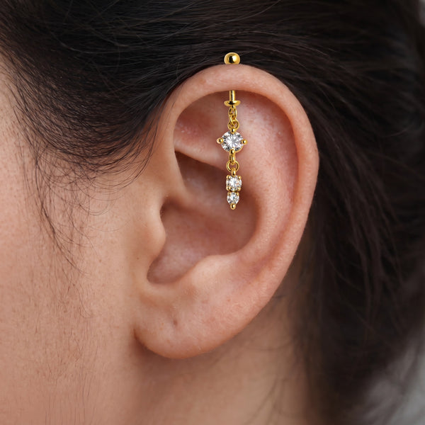 Cascading Diamond-Look Gold Bugadi Earring