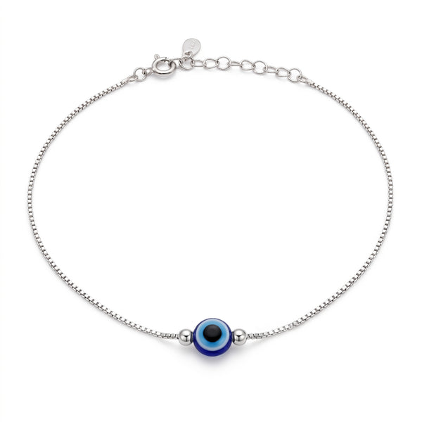 Protective Evil Eye Silver Anklet