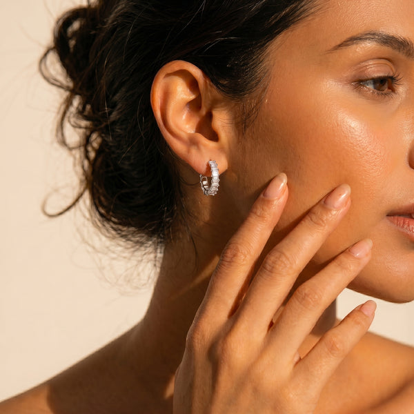 Aria Emerald-Cut Eternity Huggie Earrings