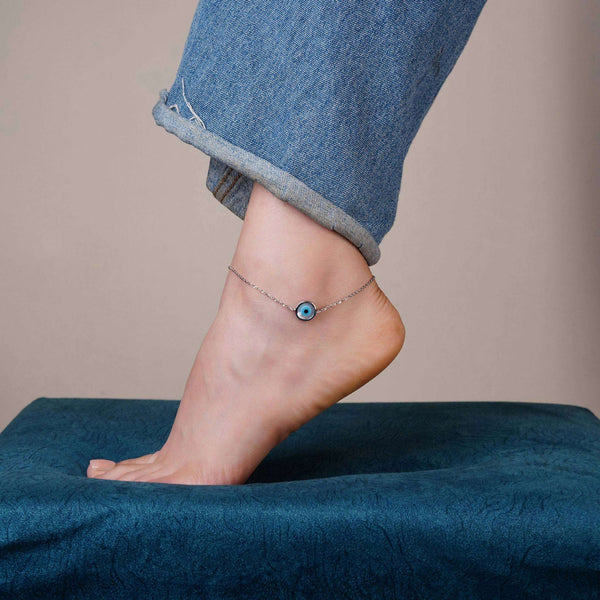 Blue Duo Drop Chain Anklet