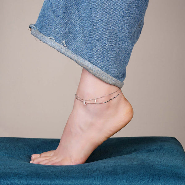Luna Layers – Double Chain Sterling Silver Anklet