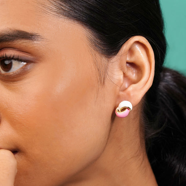 Blush Swirl Enamel Earrings