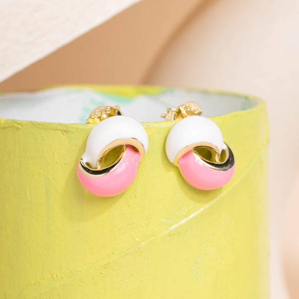 Blush Swirl Enamel Earrings
