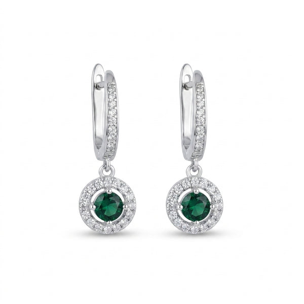 Emerald Halo Drop Earrings