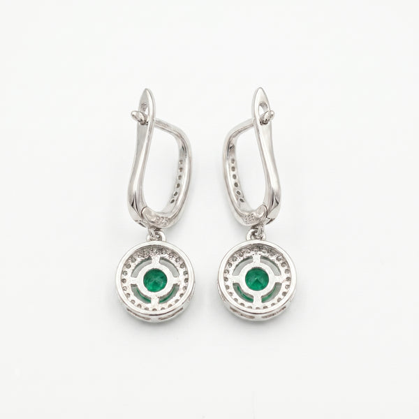 Emerald Halo Drop Earrings