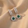Emerald Halo Drop Earrings