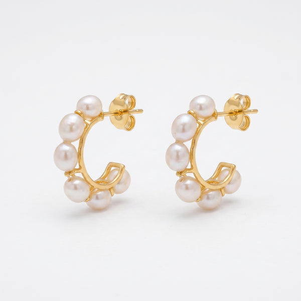 Pearl Muse Hoop 92.5 Silver Earrings with 1.5 micron gold plating
